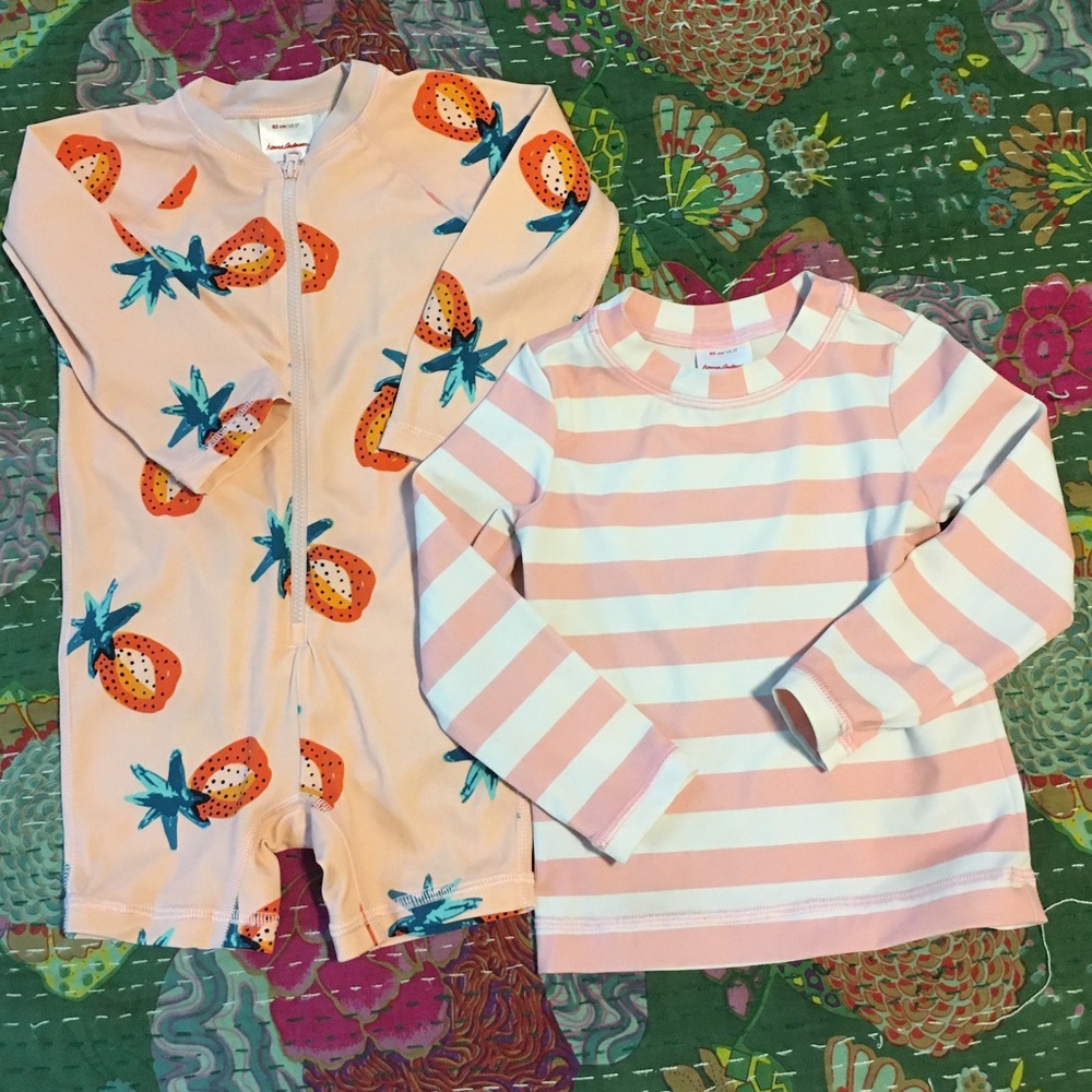 Hanna Andersson 85 cm (2T) girls rash guard swimsuit bundle